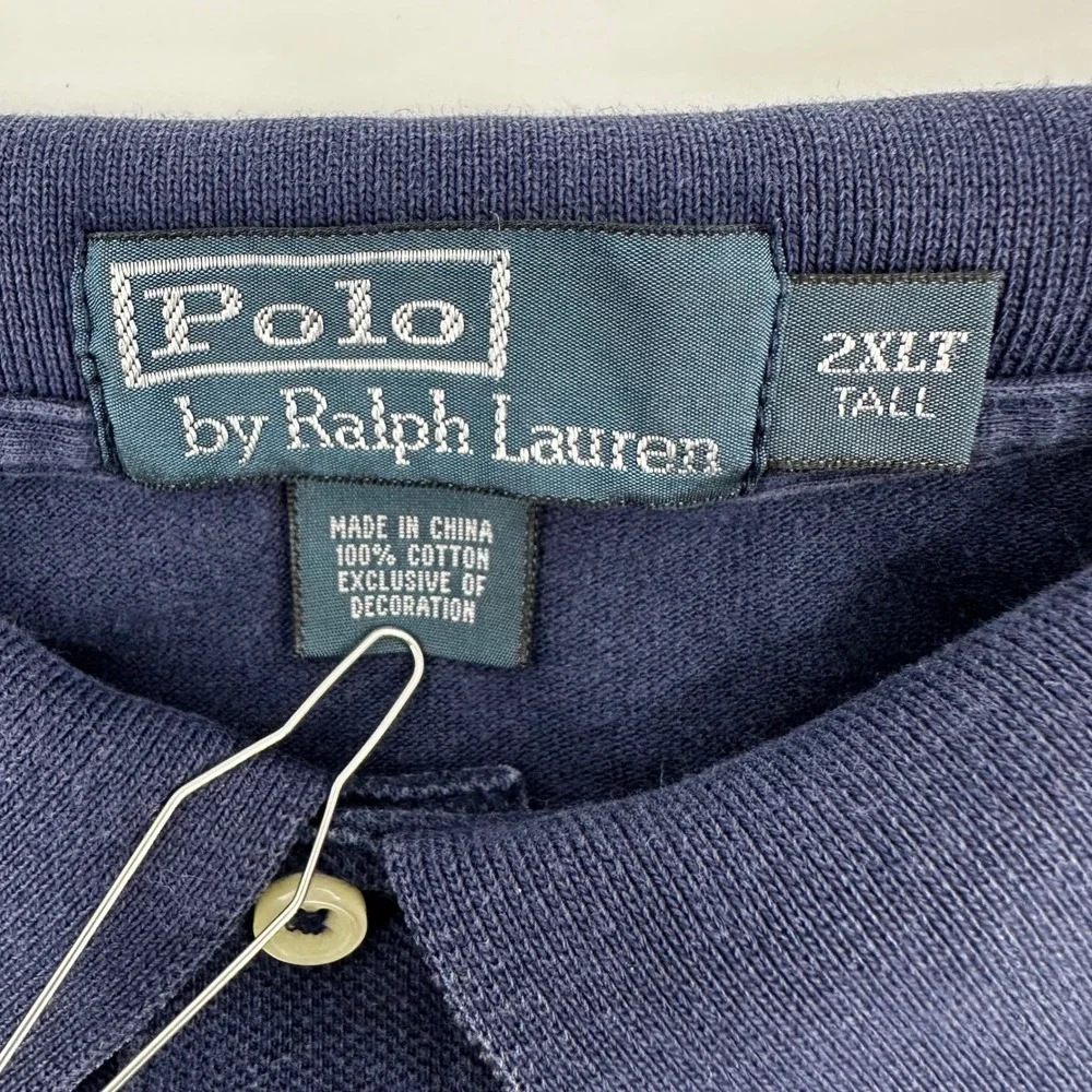 Polo by Ralph‎ Lauren Long Sleeve Polo Shirt 2XLT Tall Blue Red Pony